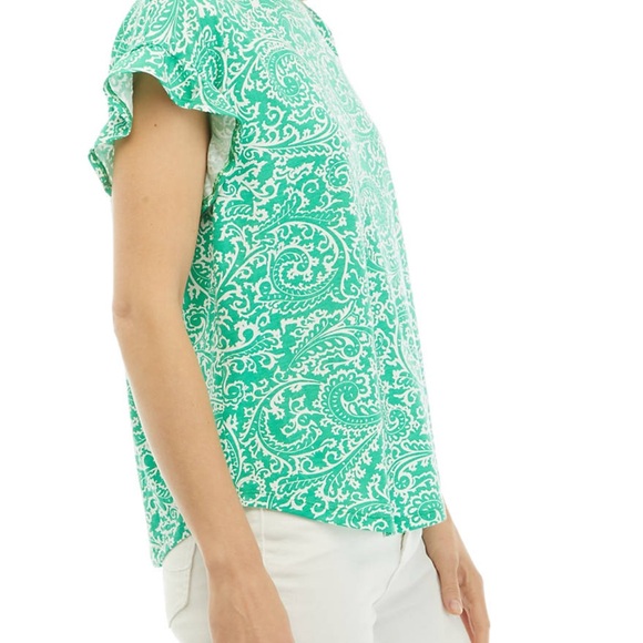 Crown & Ivy Green Paisley Women's Top - Picture 3 of 6
